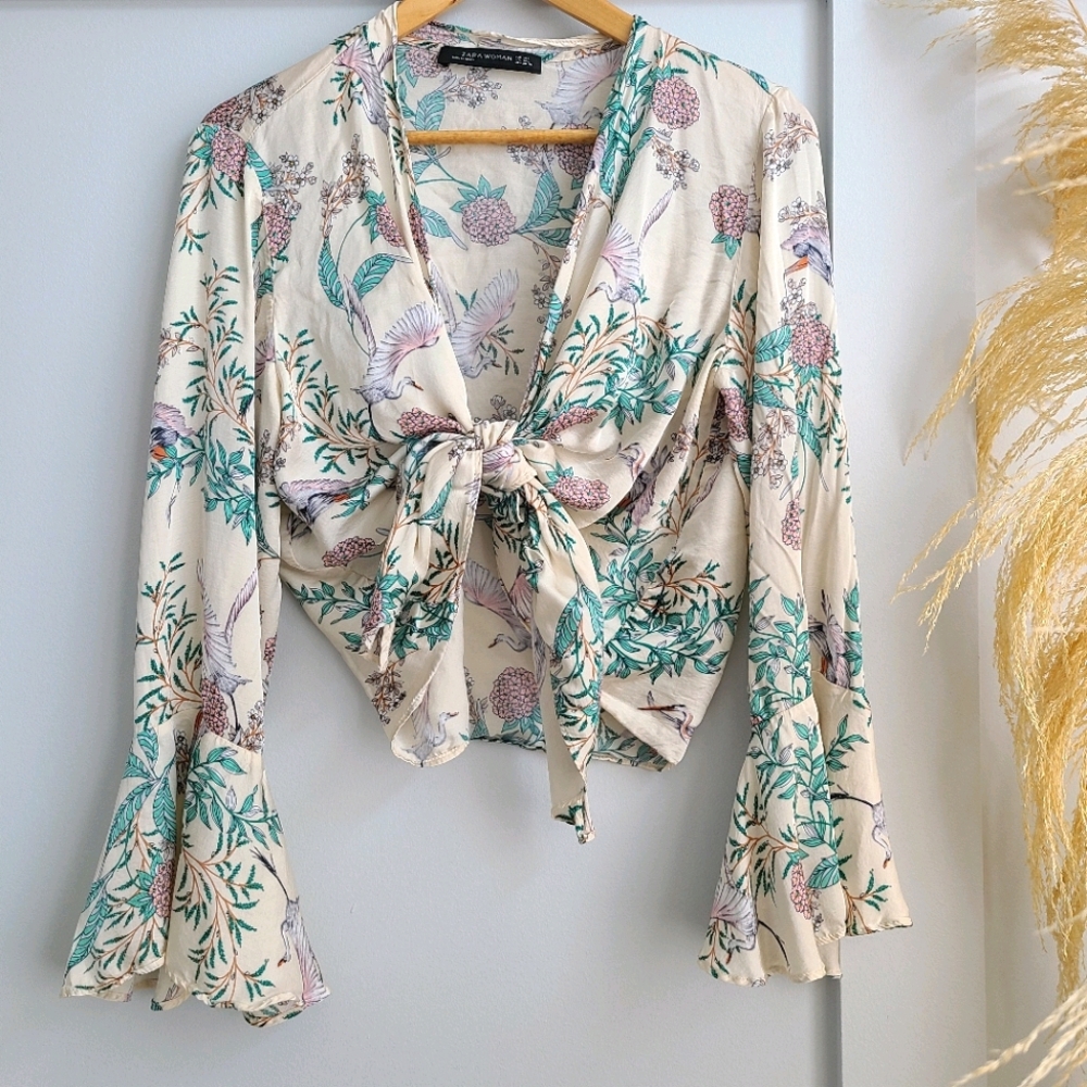 Zara silk floral blouse